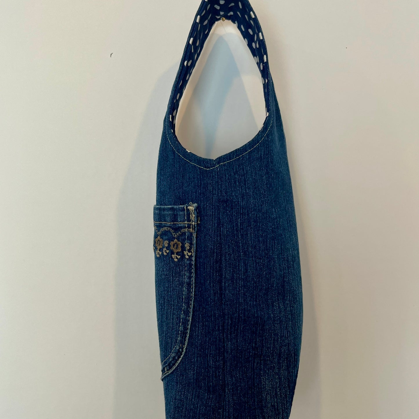 Wine Bottle Tote Bag, Eco-Chic, Recylced Denim