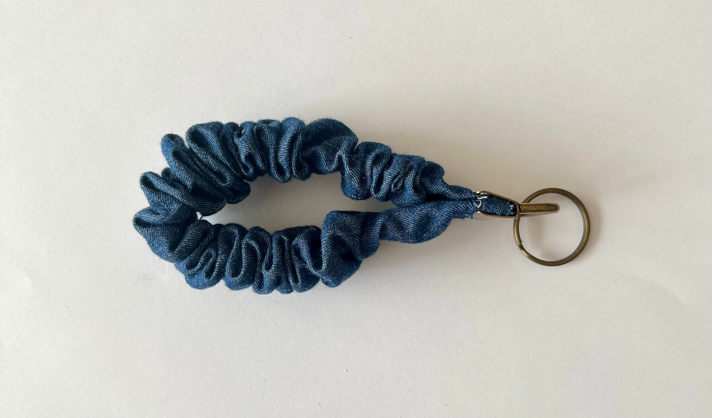 Scrunchie Keychain Wristlet- Repurposed Denim