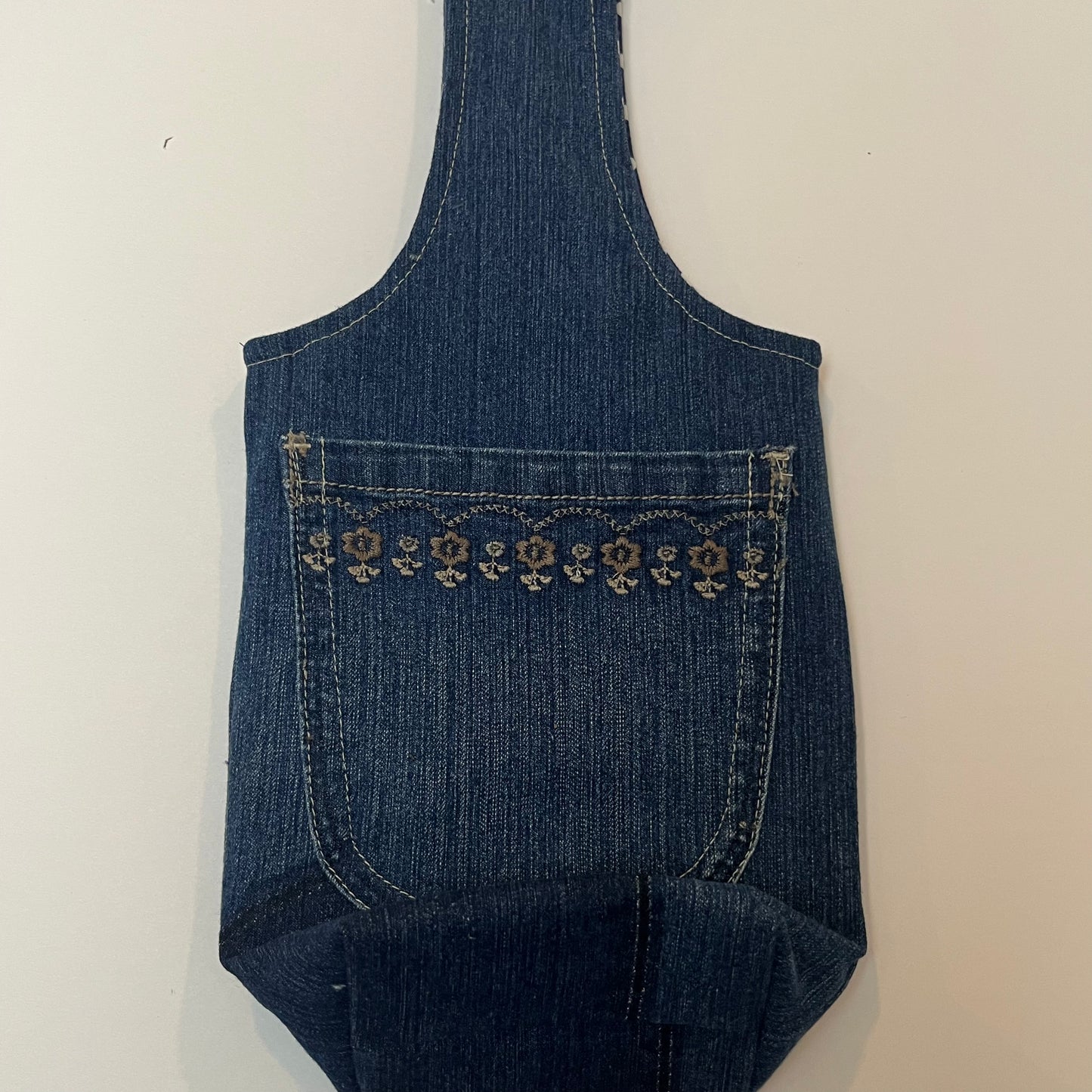 Wine Bottle Tote Bag, Eco-Chic, Recylced Denim
