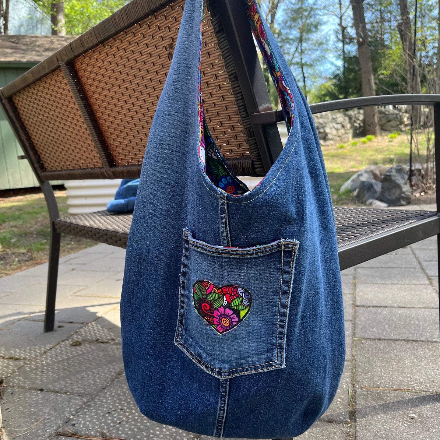 Slouch bag, Hobo Bag, Repurposed Denim Shoulder Bag