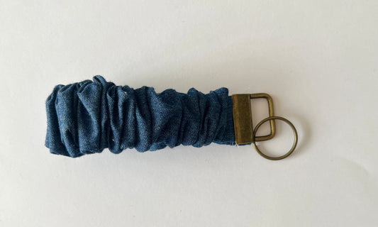 Scrunchie Keychain Wristlet- Repurposed Denim
