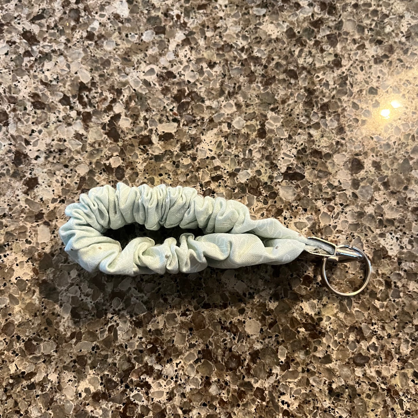Scrunchie Keychain Wristlet/Key Fob Holder, Mint Green Bunny Print