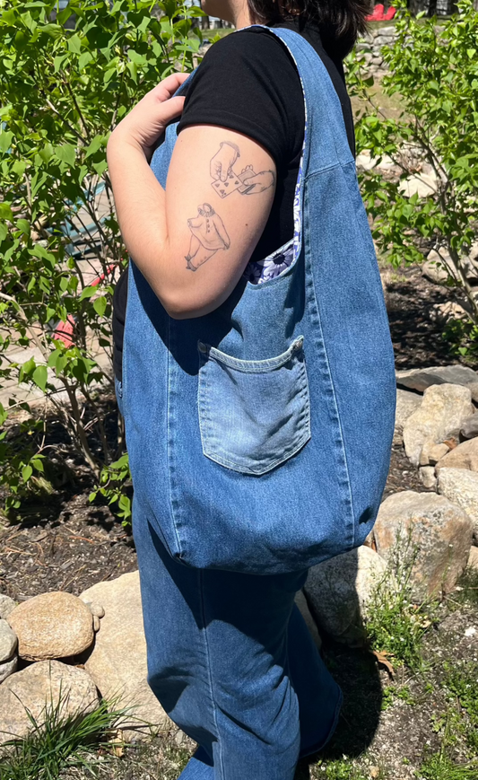 Slouch Bag, Hobo Bag, Repurposed Denim Shoulder Bag