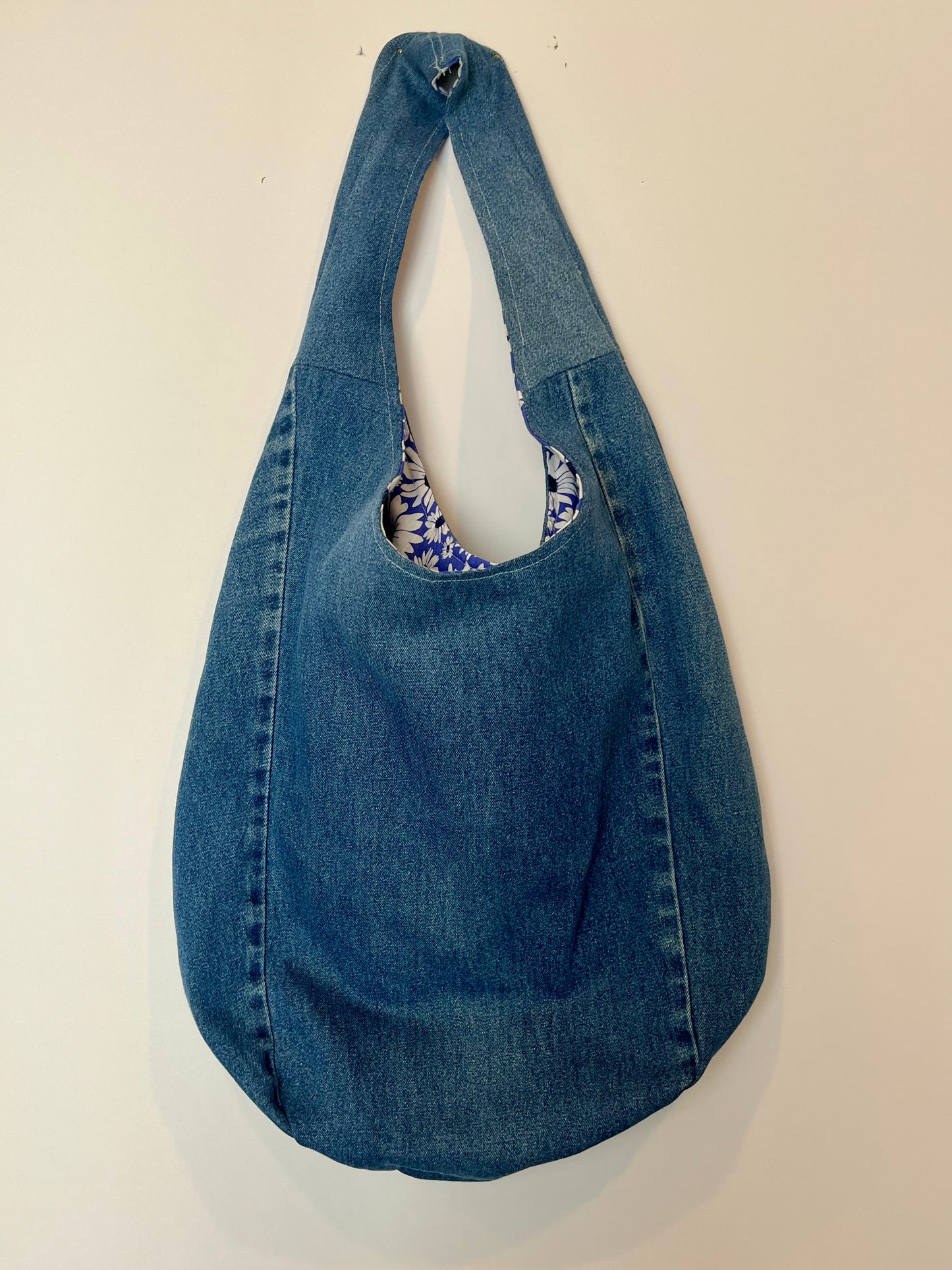 Slouch Bag, Hobo Bag, Repurposed Denim Shoulder Bag