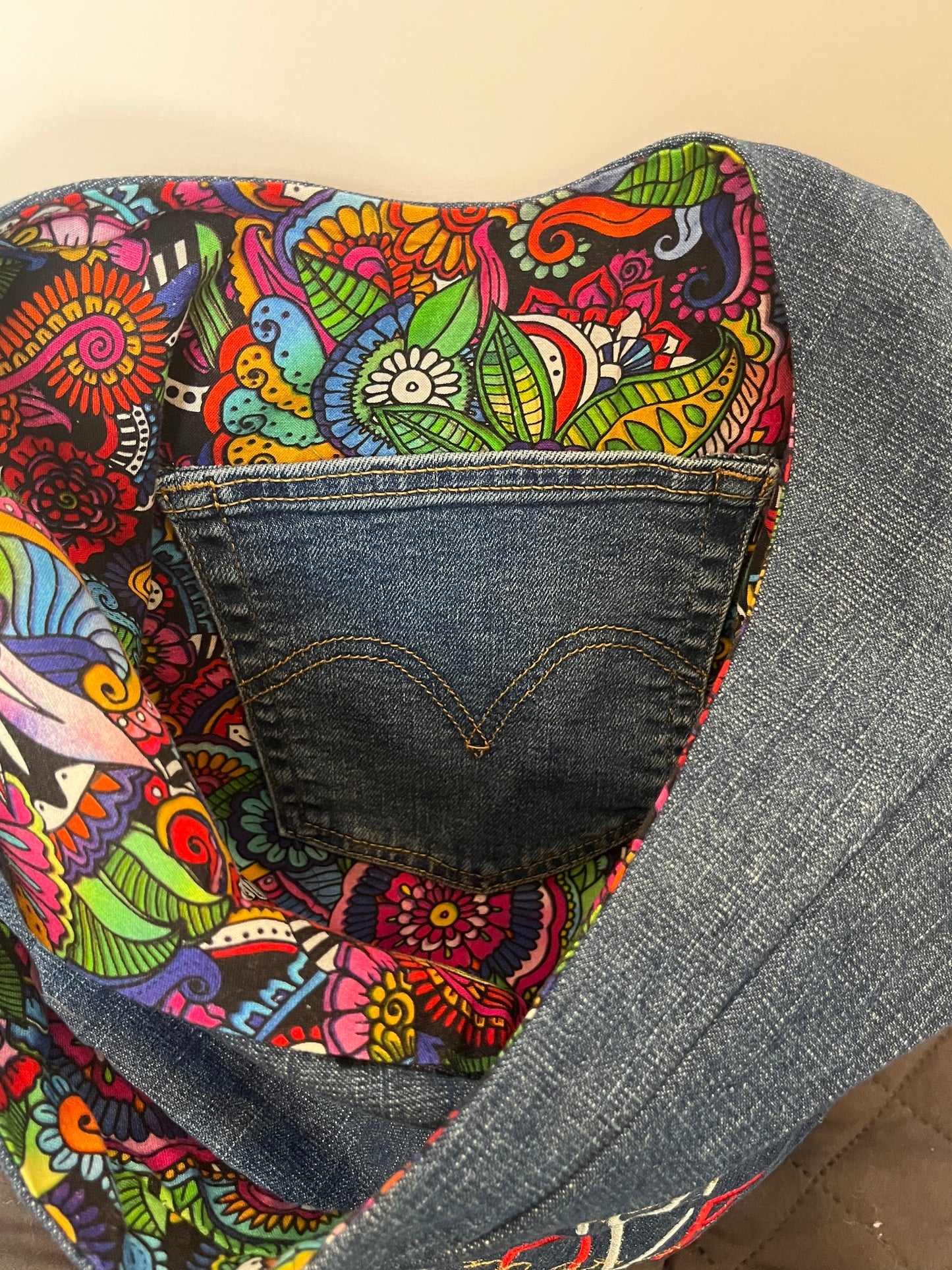 Slouch bag, Hobo Bag, Repurposed Denim Shoulder Bag