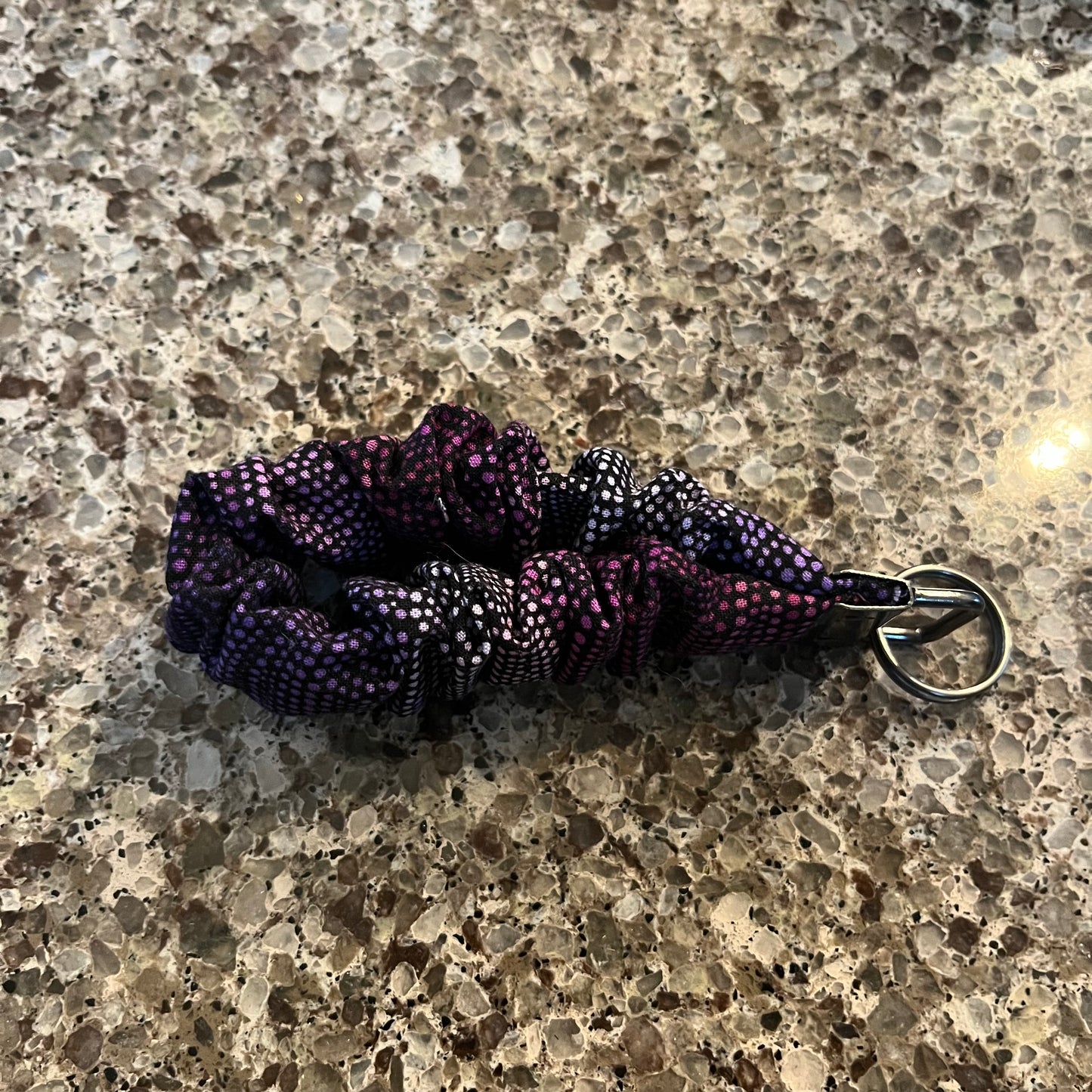 Scrunchie Keychain Wristlet/Key Fob Holder - Purple Ombre & Black Dot