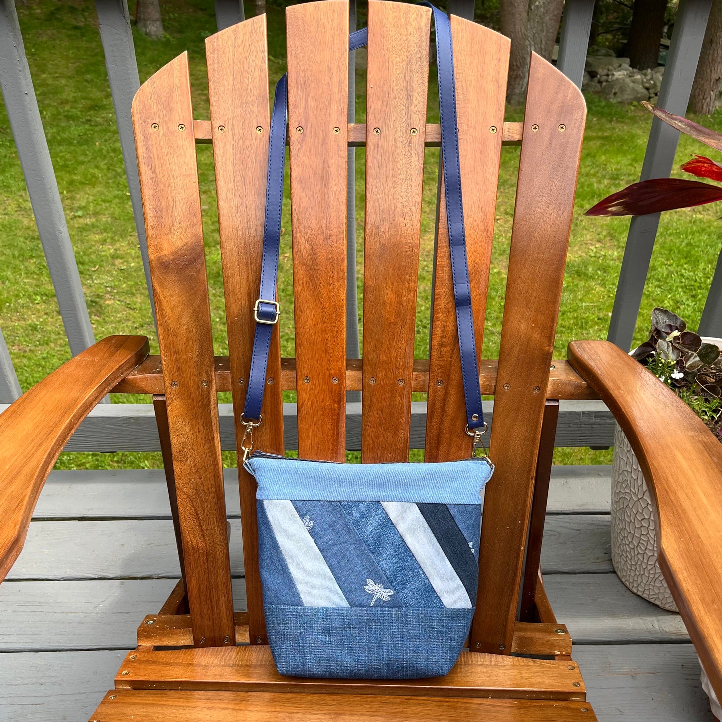 Crossbody Purse, Repurposed Denim Shoulder Bag, Denim Handbag